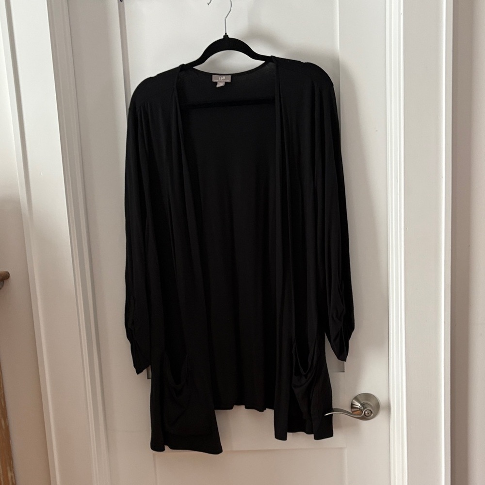 J. Jill Classic Black Draped Cardigan